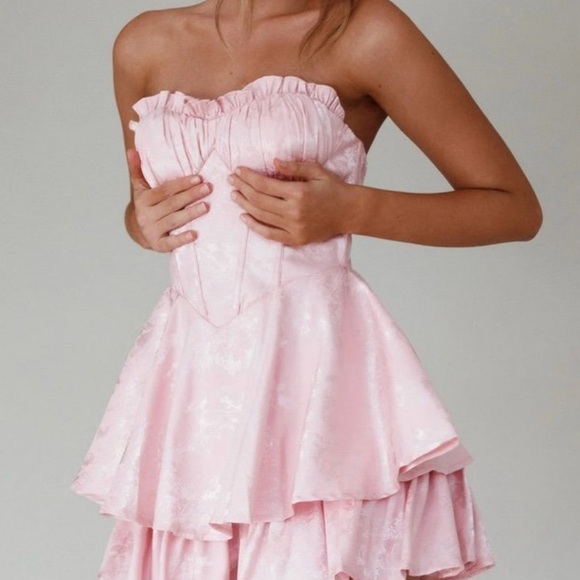 Pink Strapless Ruffle Romper - Picture 2 of 5